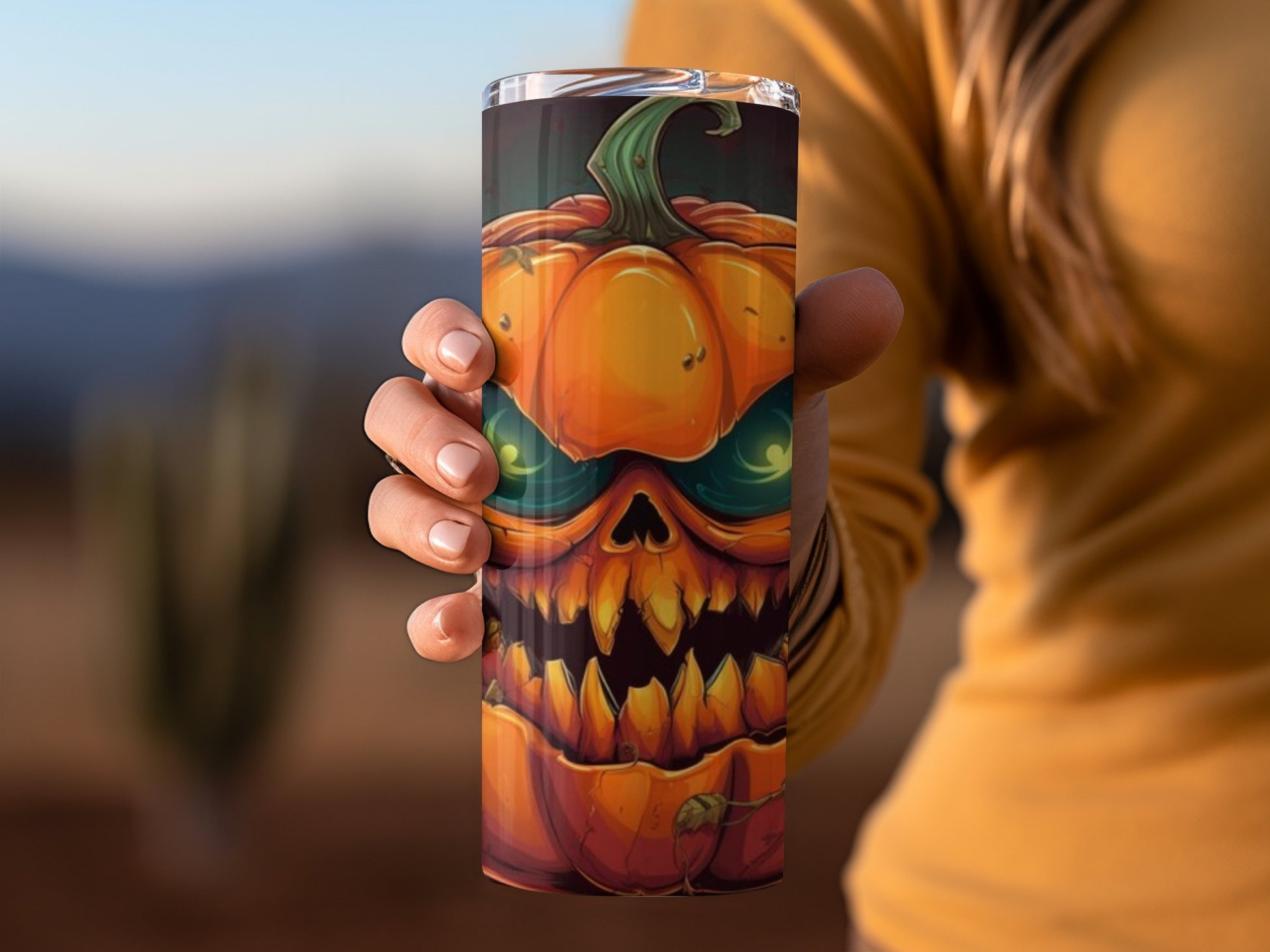 Spooky Pumpkin Face Halloween Tumbler for Your Drinks