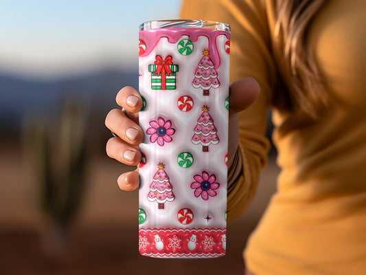 Festive Christmas Tree and Presents Pattern Tumbler