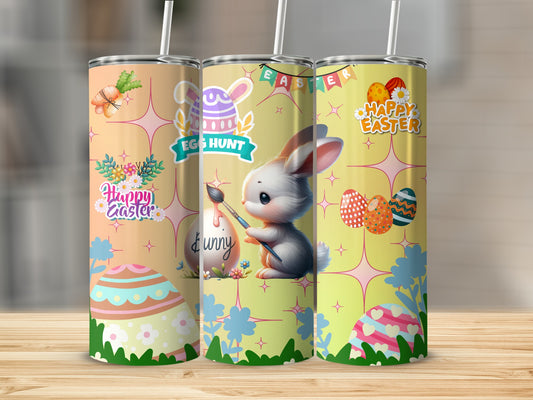 Colorful Happy Easter Bunny and Egg Hunt Tumbler