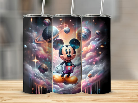 Whimsical Cartoon Character in Space Design Tumbler