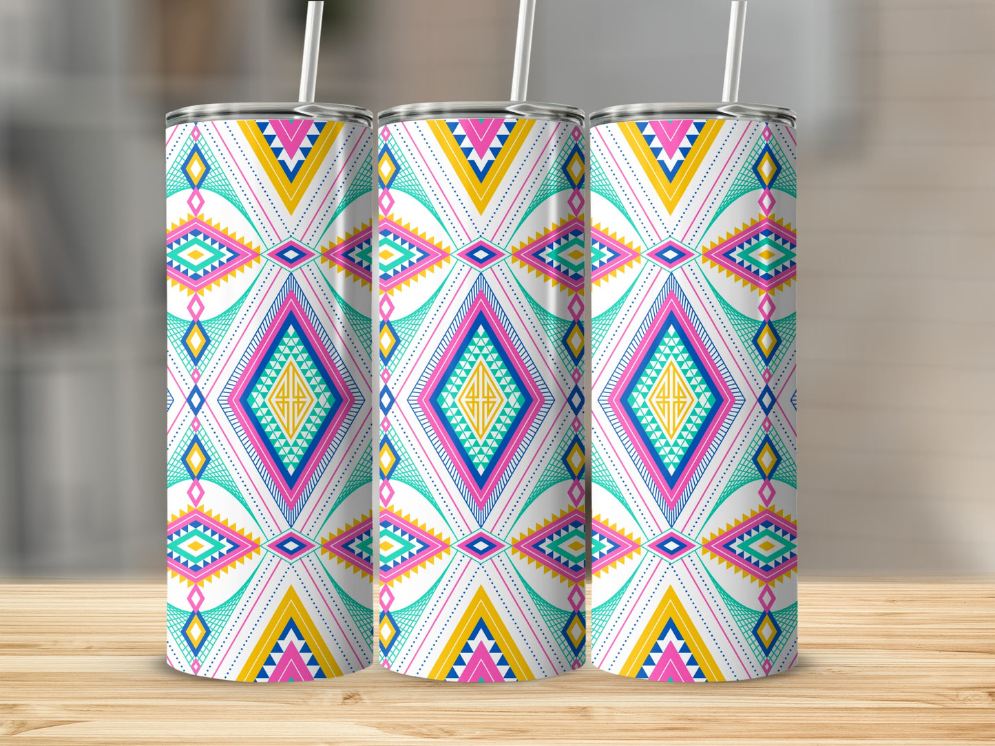 Colorful Geometric Pattern Insulated Tumbler