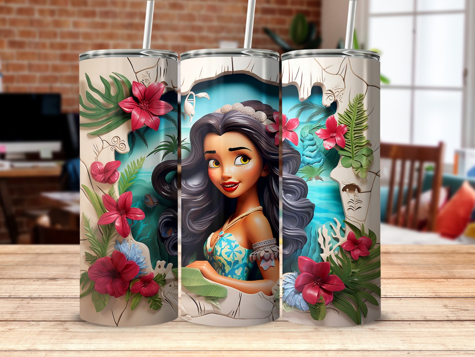 Tropical Island Princess Themed Tumbler