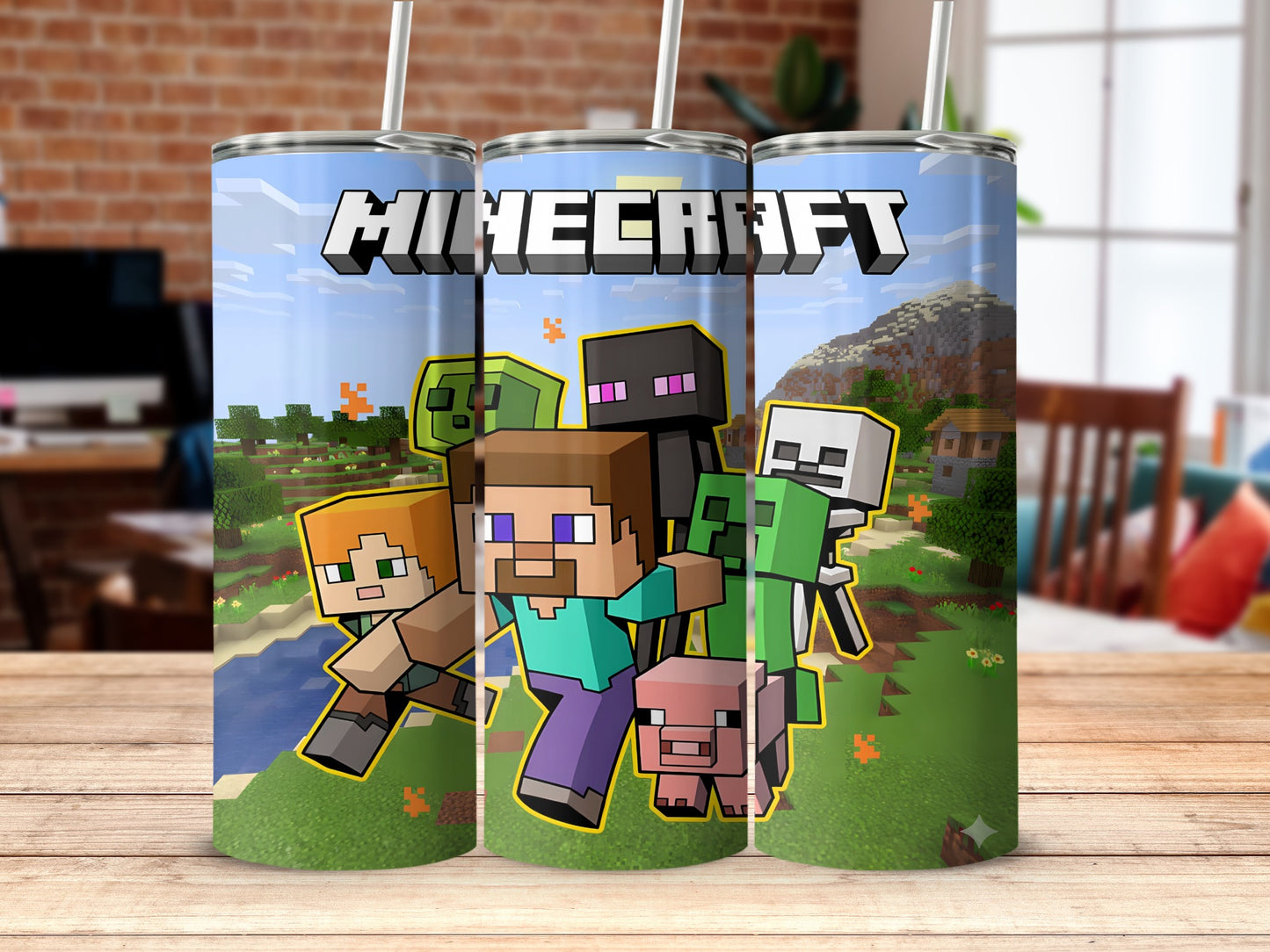 Colorful Minecraft Tumblers with Game Characters Design