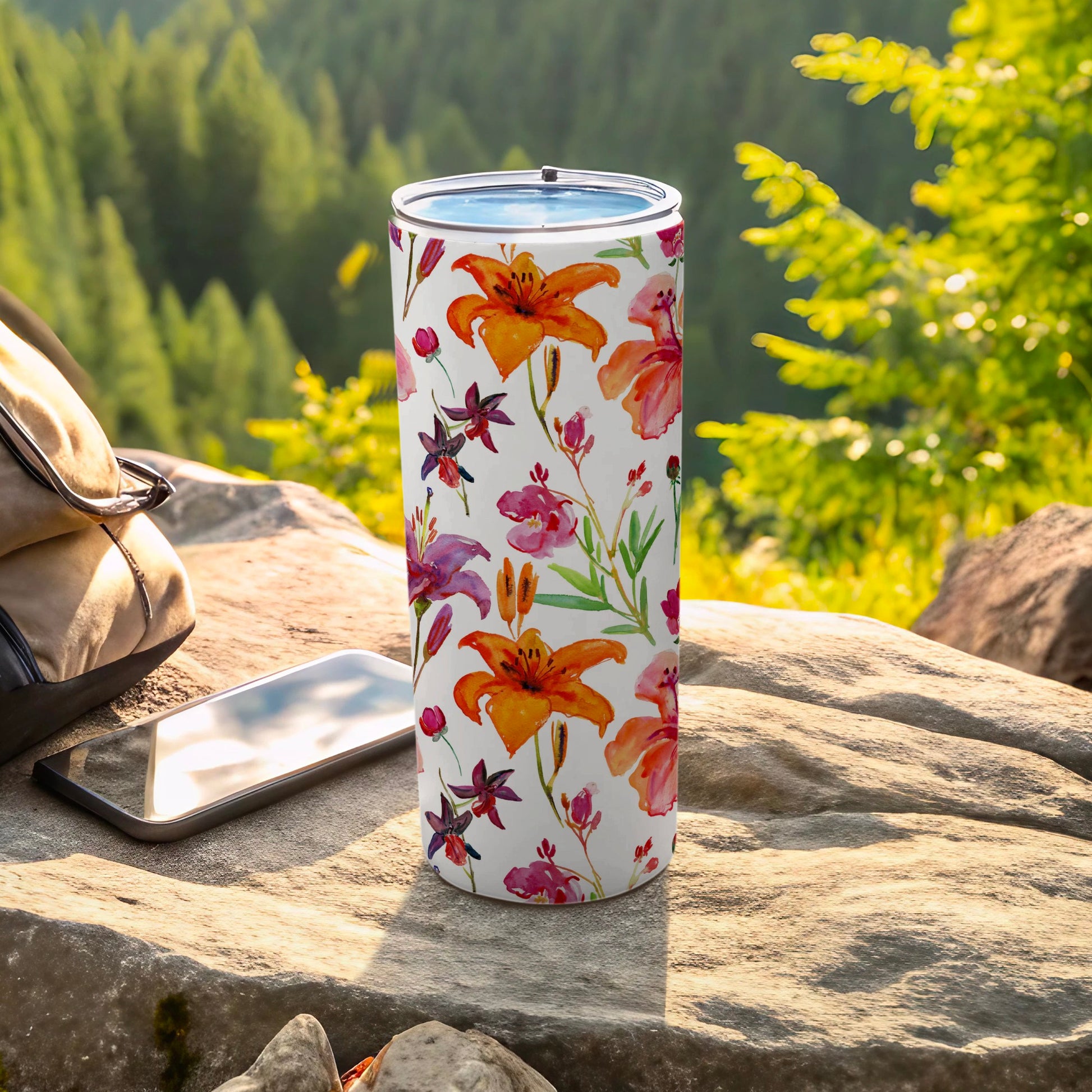 Floral Insulated Outdoor Travel Tumbler for Summer Adventures