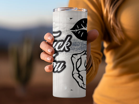 Funny Thank You Middle Finger Design Tumbler Cup