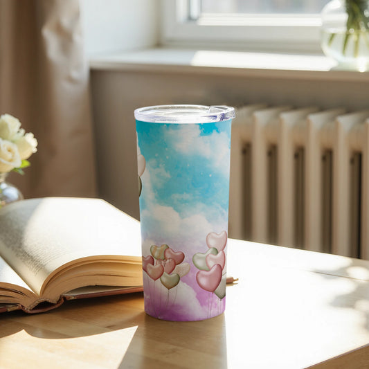 Heart Balloons in the Sky Themed Tumbler Cup