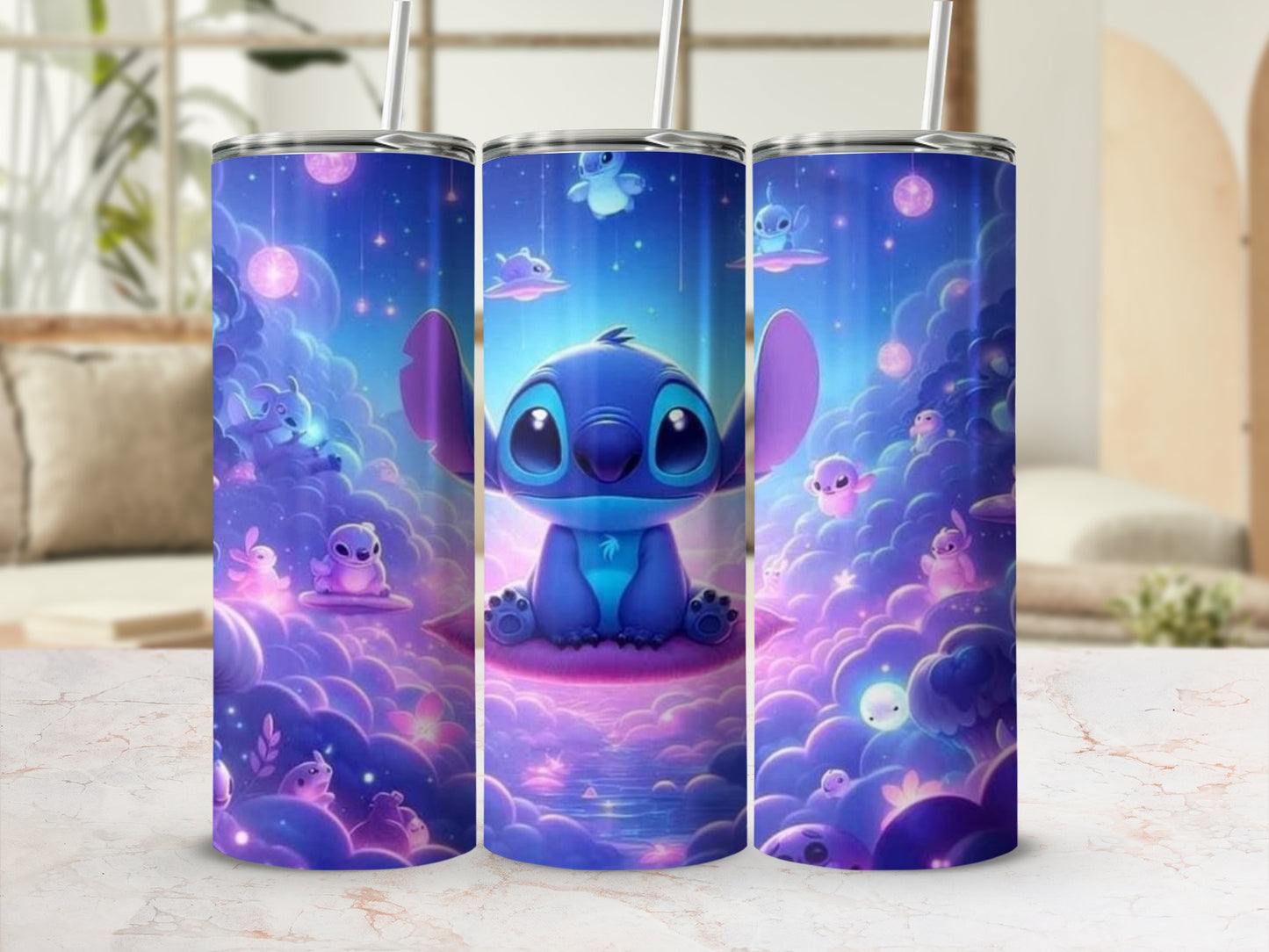 Cute Alien Sitting in a Cloud Print Tumbler