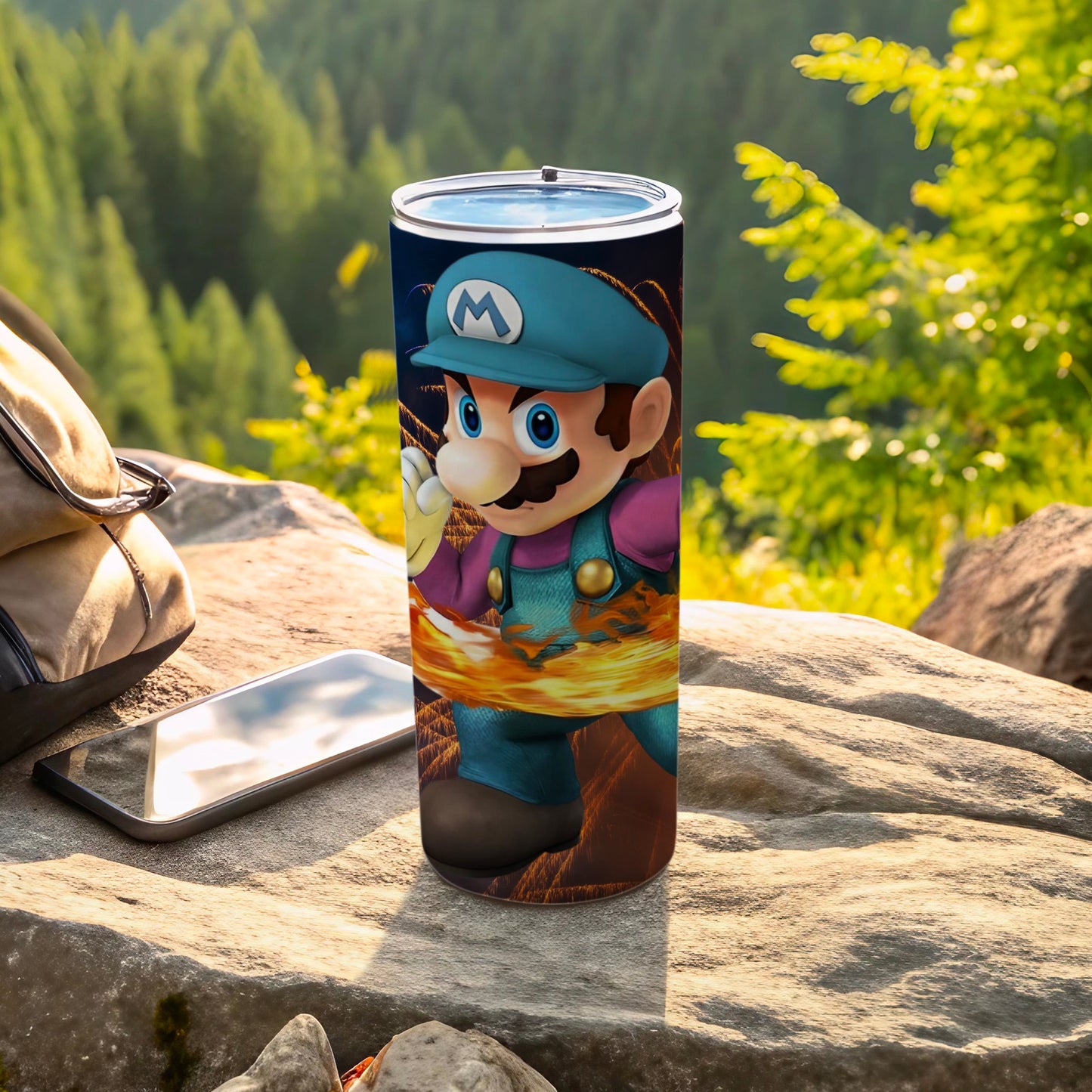 Super Mario Tumbler With Cap Custom Travel Mug 20oz