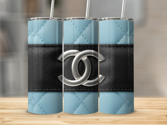Stylish Light Blue and Black Insulated Tumbler Cup