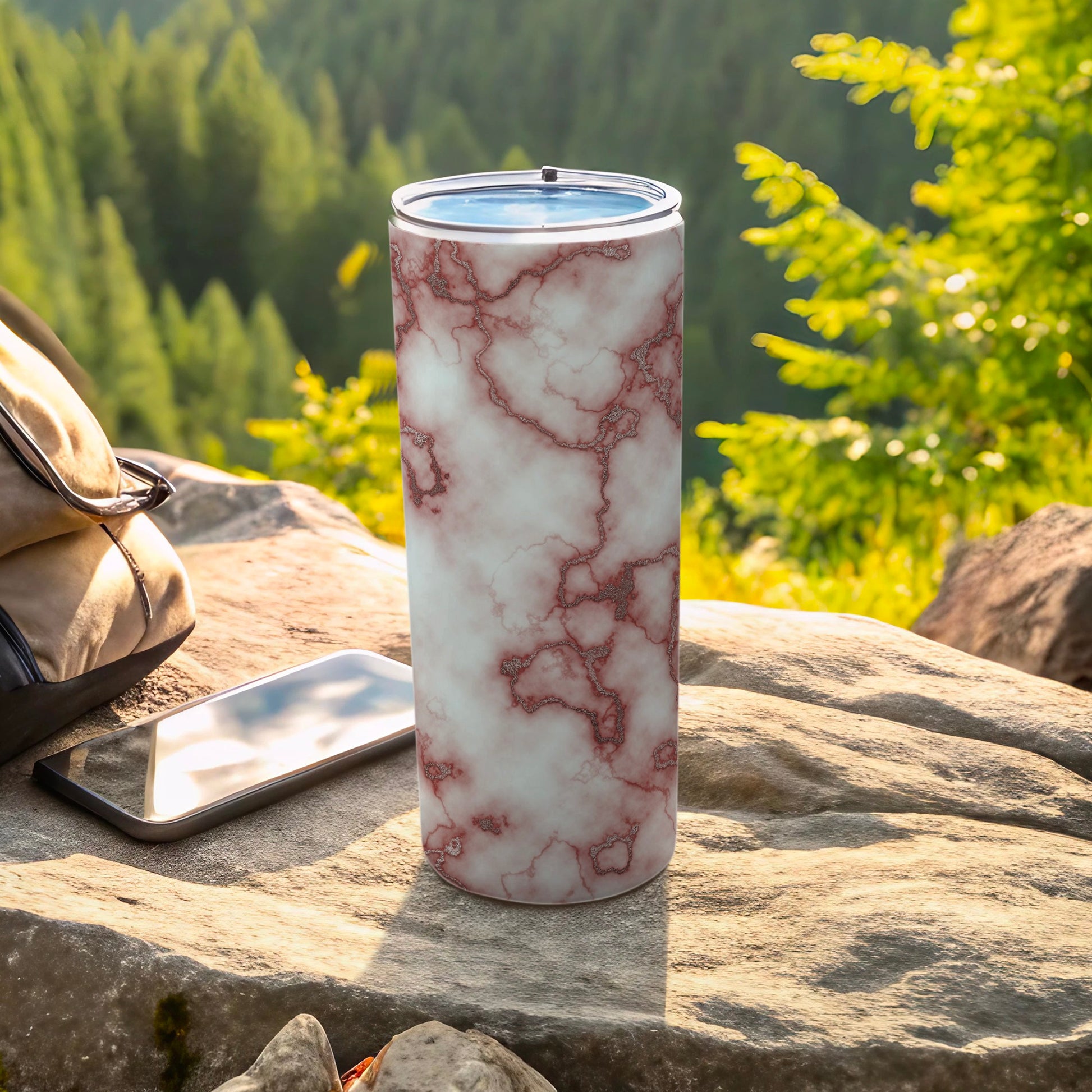 White Red Brown Marble Design Tumbler product type