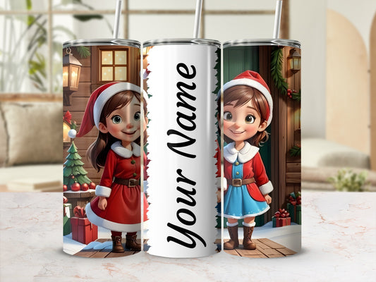 Custom Christmas Elf Themed Personalized Tumbler
