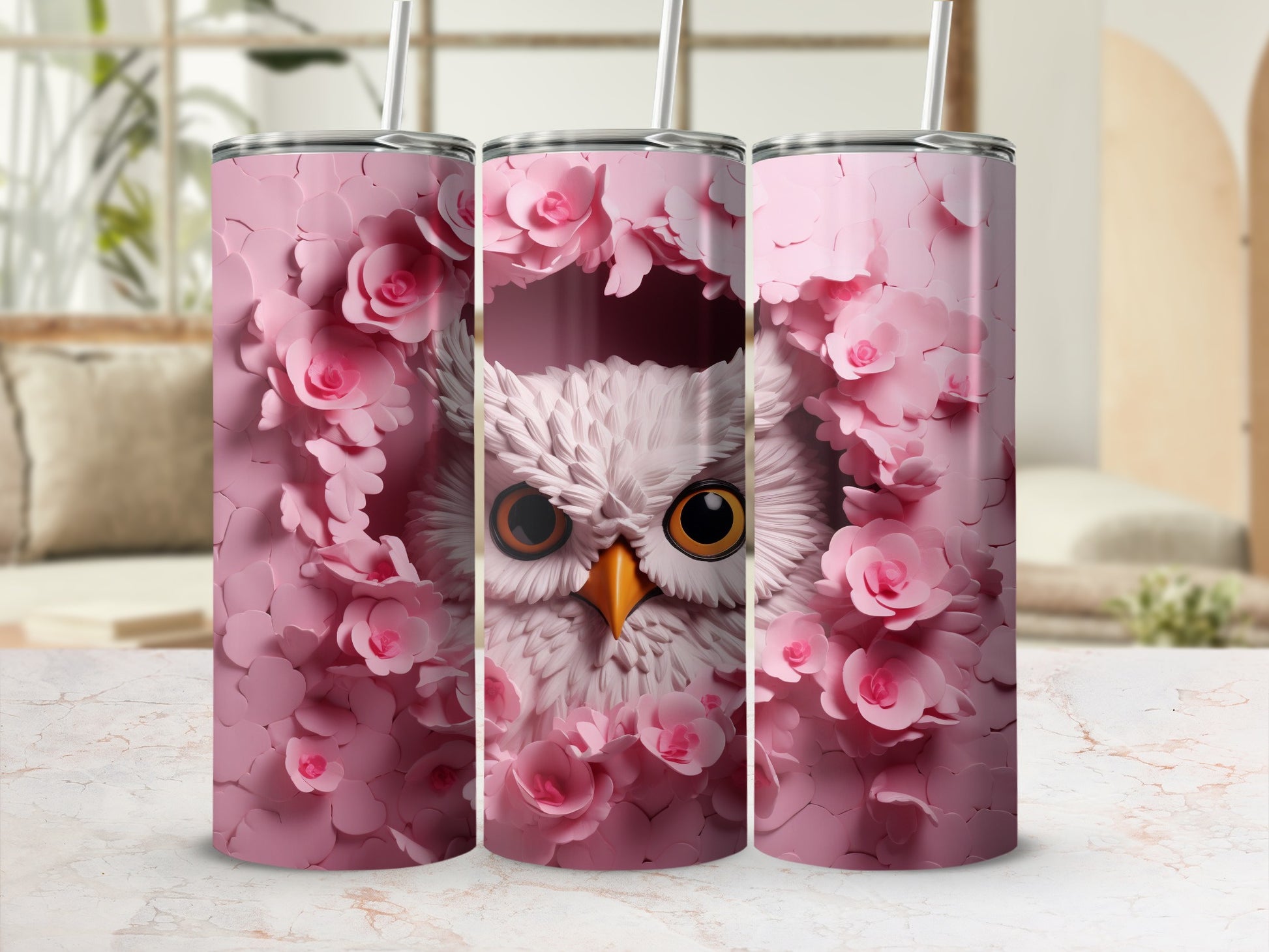 Pink Floral Owl Design Sculpted Textured Drinkware product
Pink Tumbler, Owl Tumbler, Floral Design, Sculpted Look, Textured Art, Cute Owl, Pink Flowers, Drinkware, Beverage Holder, Gift Tumbler, Aesthetic Cup, Rose Petals, Bird Art, Unique Design, Travel Mug, Coffee Tumbler, Custom Tumbler, Trendy Drink, Wildlife Decor, Present Idea
