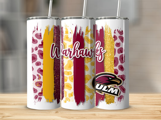 Warhawks Team Colors Vertical Brush Strokes Design Tumblers