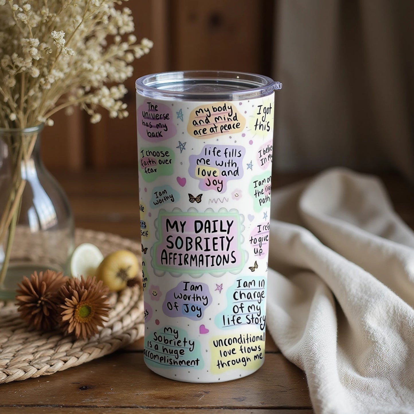 My Daily Sobriety Affirmations Travel Tumbler Cup