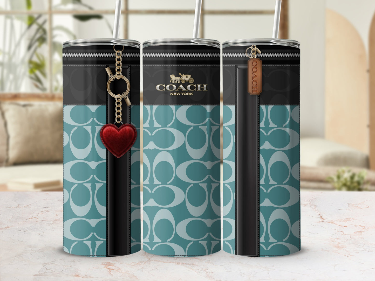 COACH New York Designer Insulated Tumbler With Straw