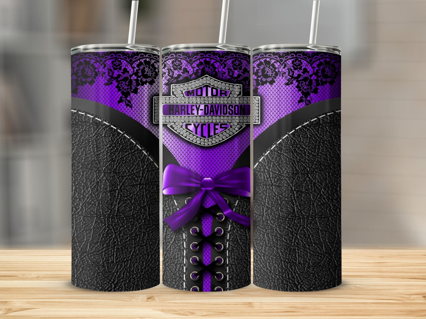 Purple Lace Harley-Davidson Bow Corset Style Tumbler product type