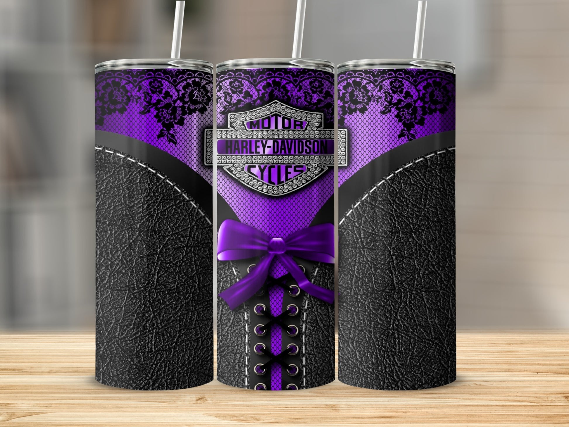 Purple Lace Harley-Davidson Bow Corset Style Tumbler product type