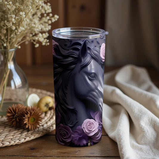 Purple and Black Horse Floral Insulated Tumbler product