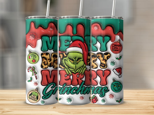 Merry Grinchmas Naughty Nice Mean Holiday Tumbler Cup
