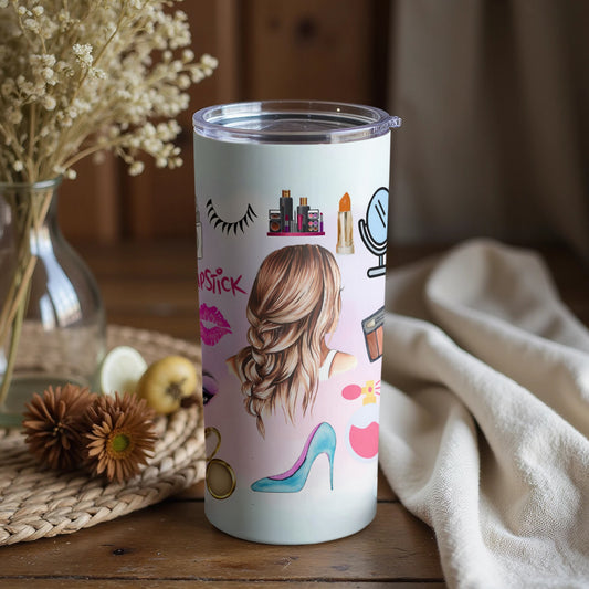 Stylish Beauty Themed Tumbler with Fashion Accessories
