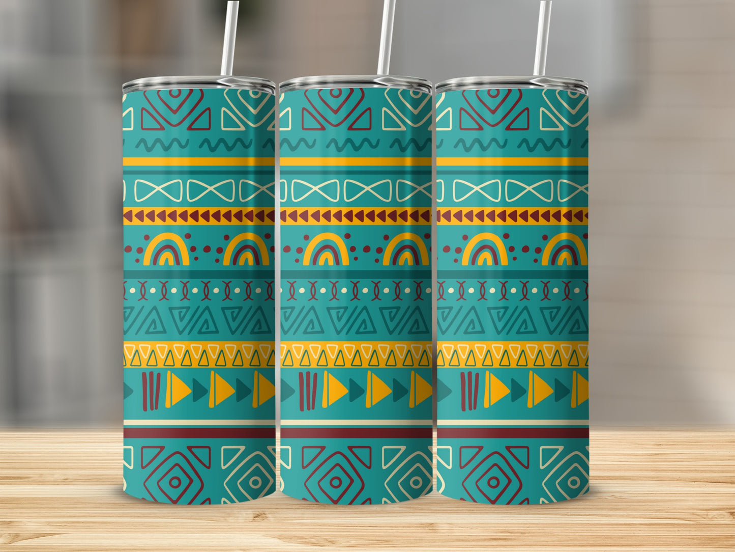 Colorful Geometric Patterned Insulated Tumbler