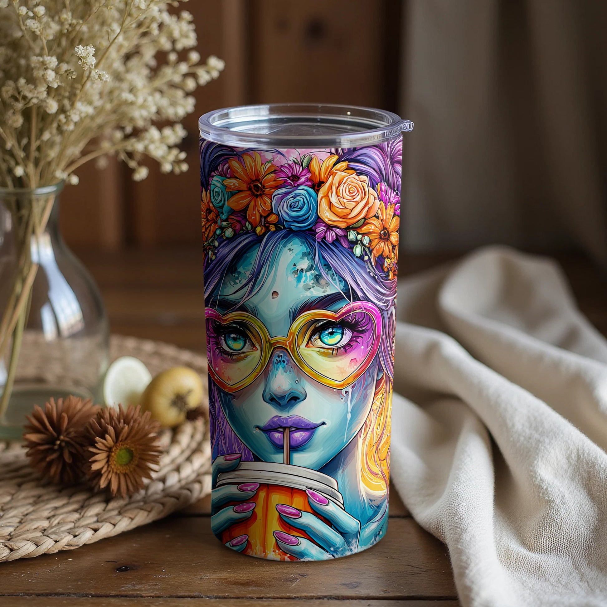 Colorful Art Deku Inspired Travel Tumbler