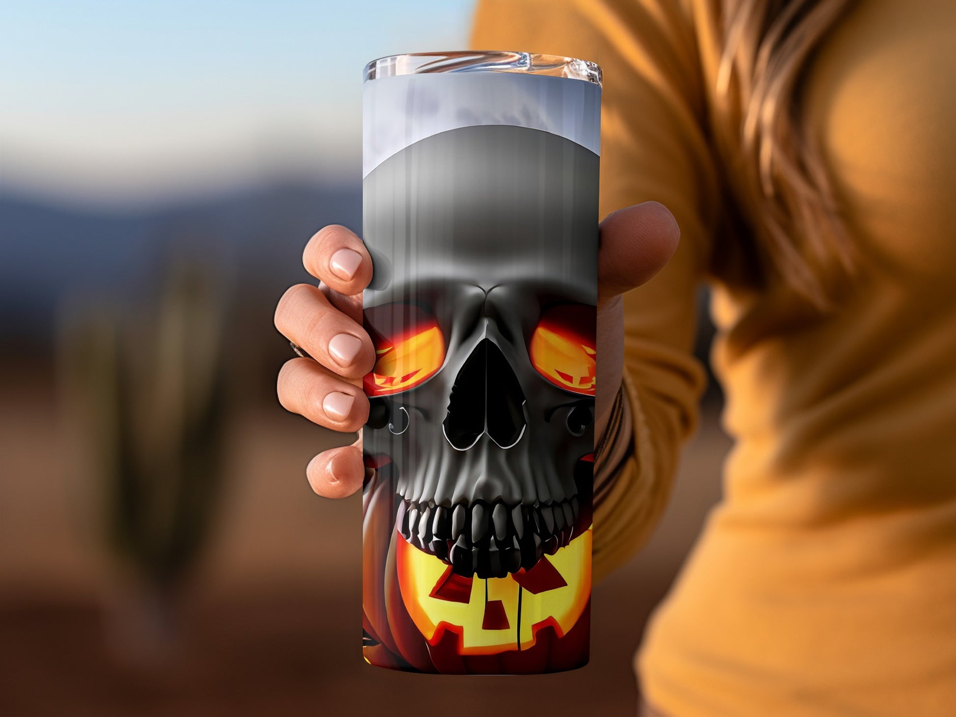 Halloween Skull and Pumpkin Insulated Tumbler