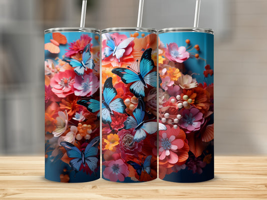 Vibrant Butterfly Bloom Paper Cut Style Tumbler product type
Butterfly design
Floral pattern
Colorful art
Tumbler accessory
Paper cut style
Nature inspired
Vibrant print
Blue butterflies
Pink flowers
Orange blooms
Drinkware item
Artistic graphic
Beautiful design
Unique pattern
Summer aesthetic
Spring theme
Gift idea
Digital art
Intricate design
Flower artwork