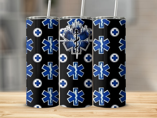 Medical Star of Life Symbol Blue and Black Drinkware