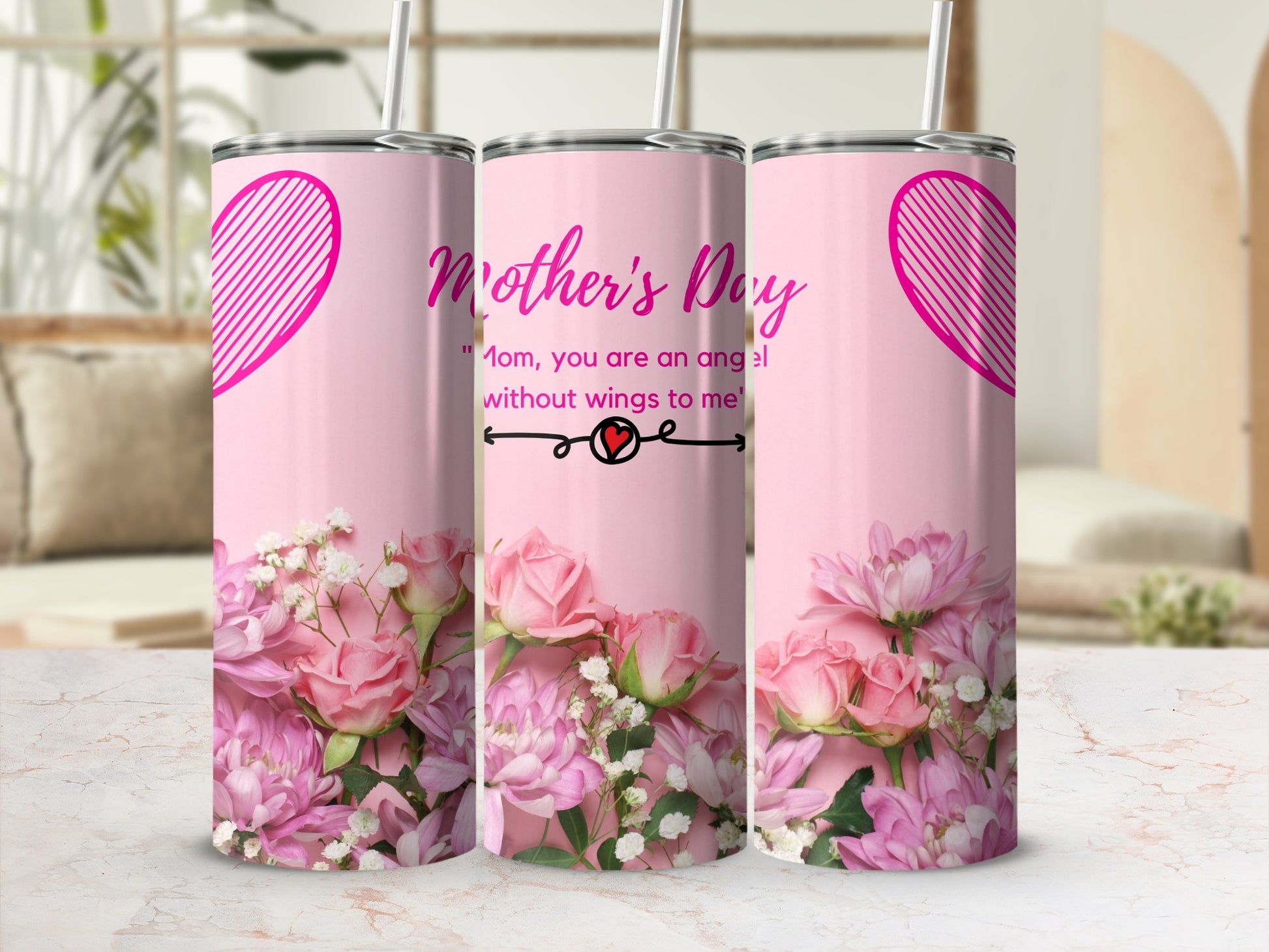 Mother's Day Floral Pink Drink Tumbler Special Gift