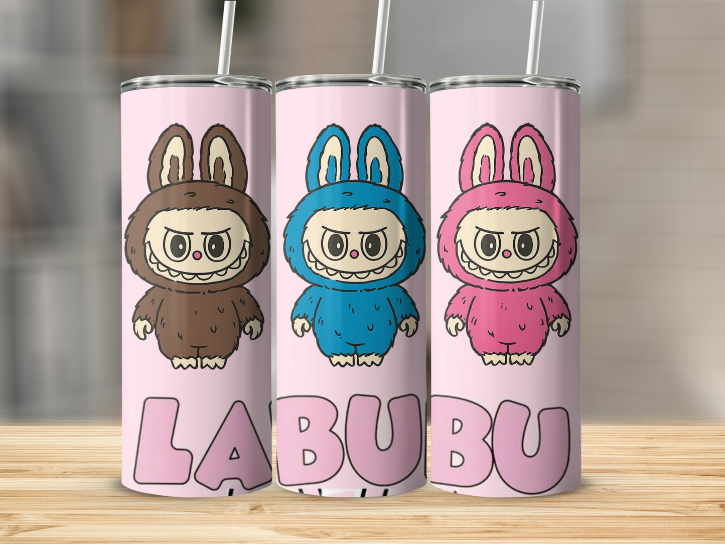 Cute Bunny Monster Characters Pink Tumbler Cup
