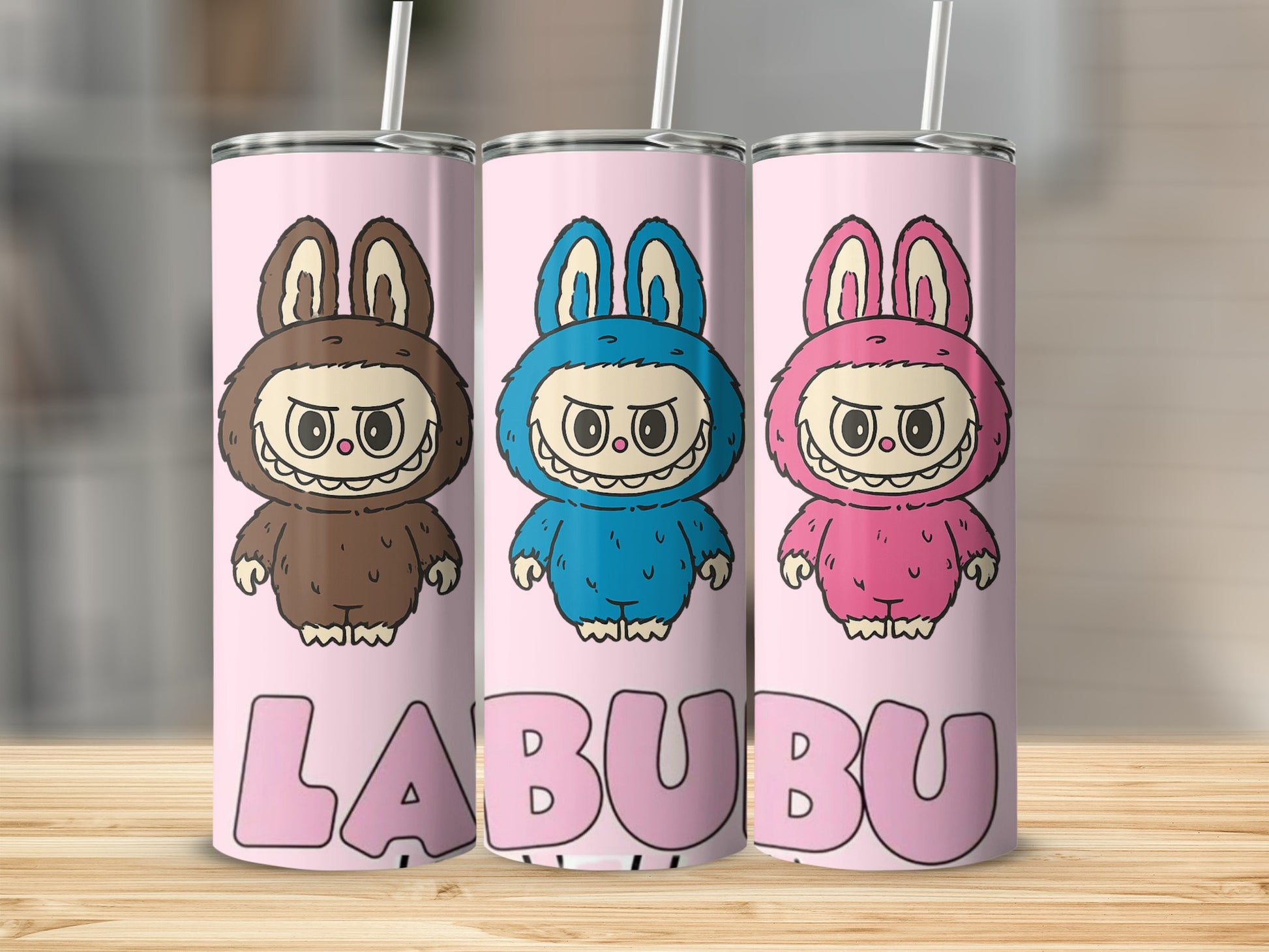 Cute Bunny Monster Characters Pink Tumbler Cup