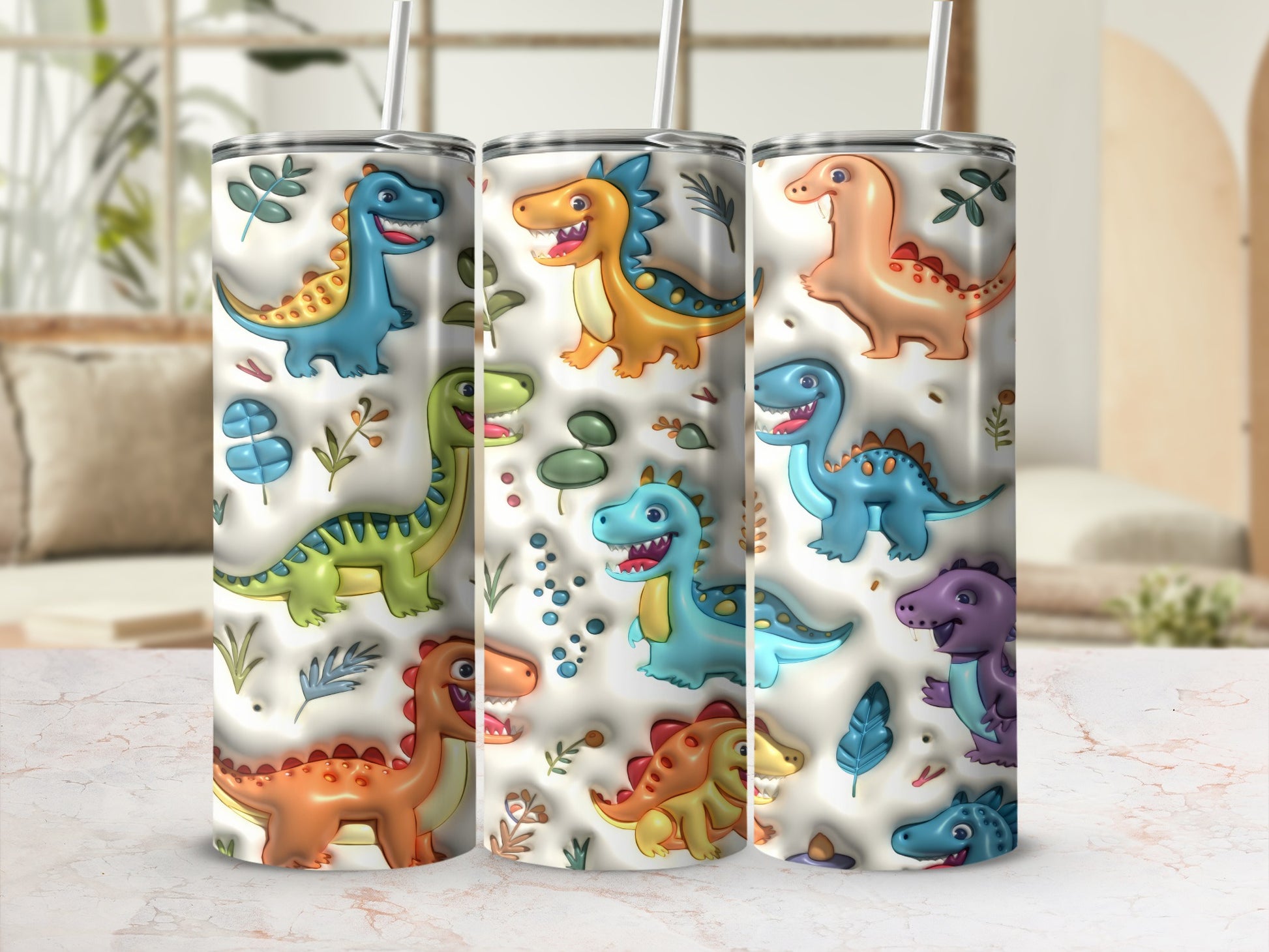 Vibrant Cartoon Dinosaurs Happy Pattern Drinkware product type