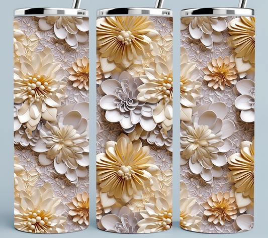 Beige Paper Flower tumbler