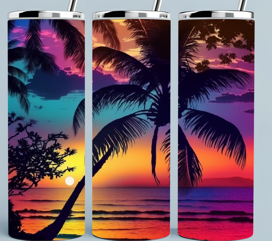 Beach sunset 20 ounce tumbler
