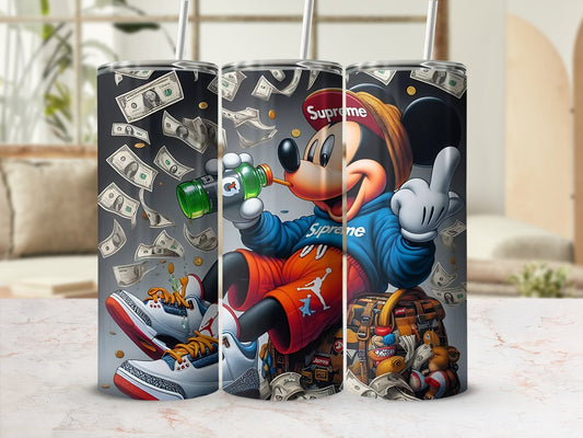Supreme Mickey Mouse Money Design Tumbler Cup