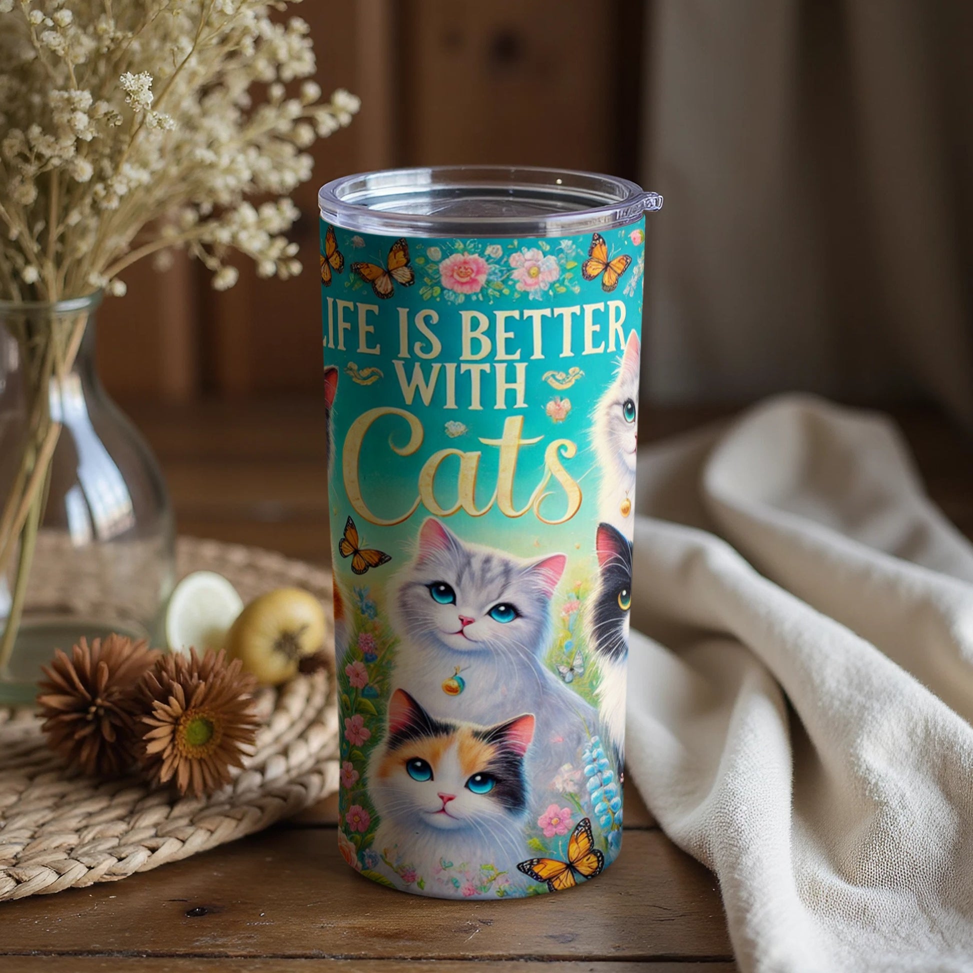 Life Is Better With Cats Travel Tumbler Cup