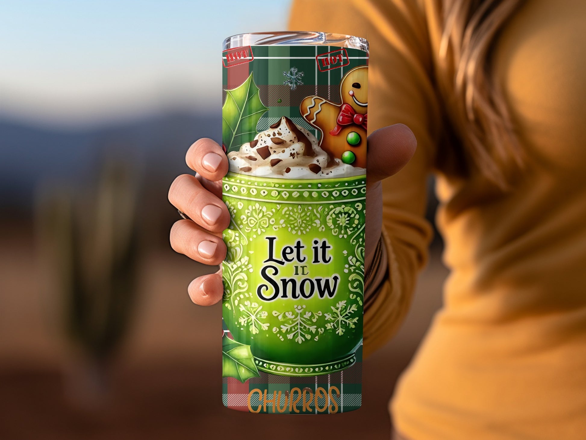 Festive 'Let It Snow' Christmas Gingerbread Tumbler