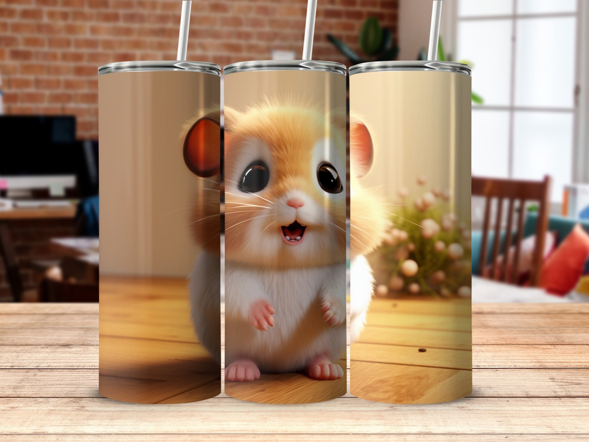 Cute Hamster Illustration on Stainless Steel Tumbler
