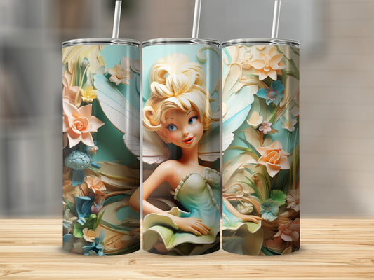 Elegant Fairy Flowers Tumbler with Straw