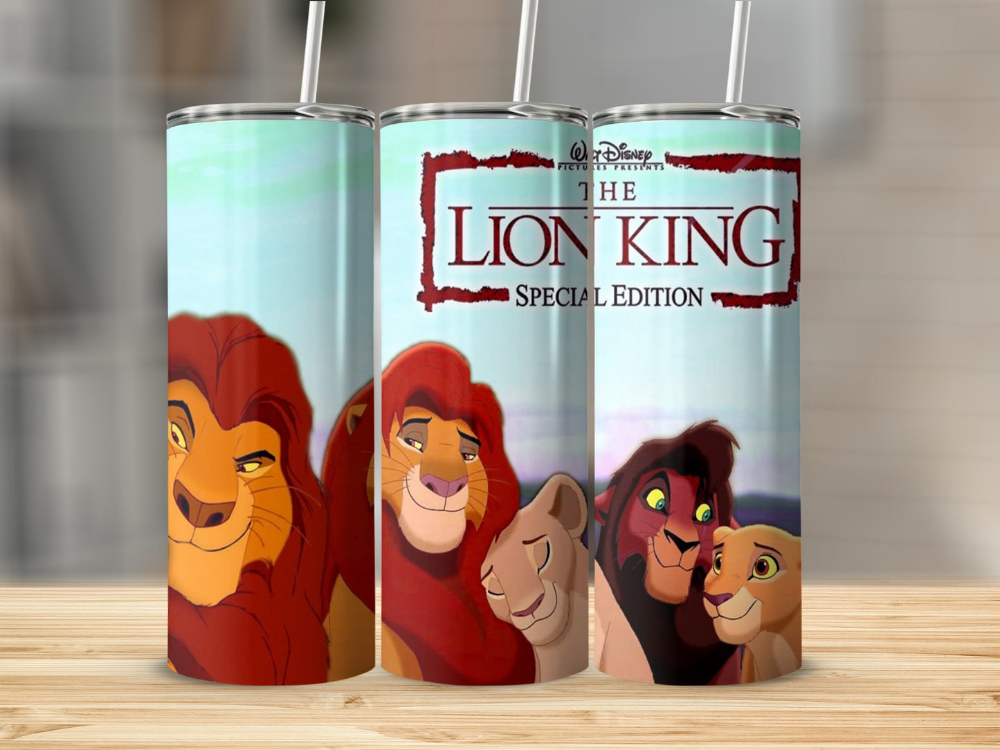 The Lion King Special Edition tumbler featuring Simba, Nala, and Scar.