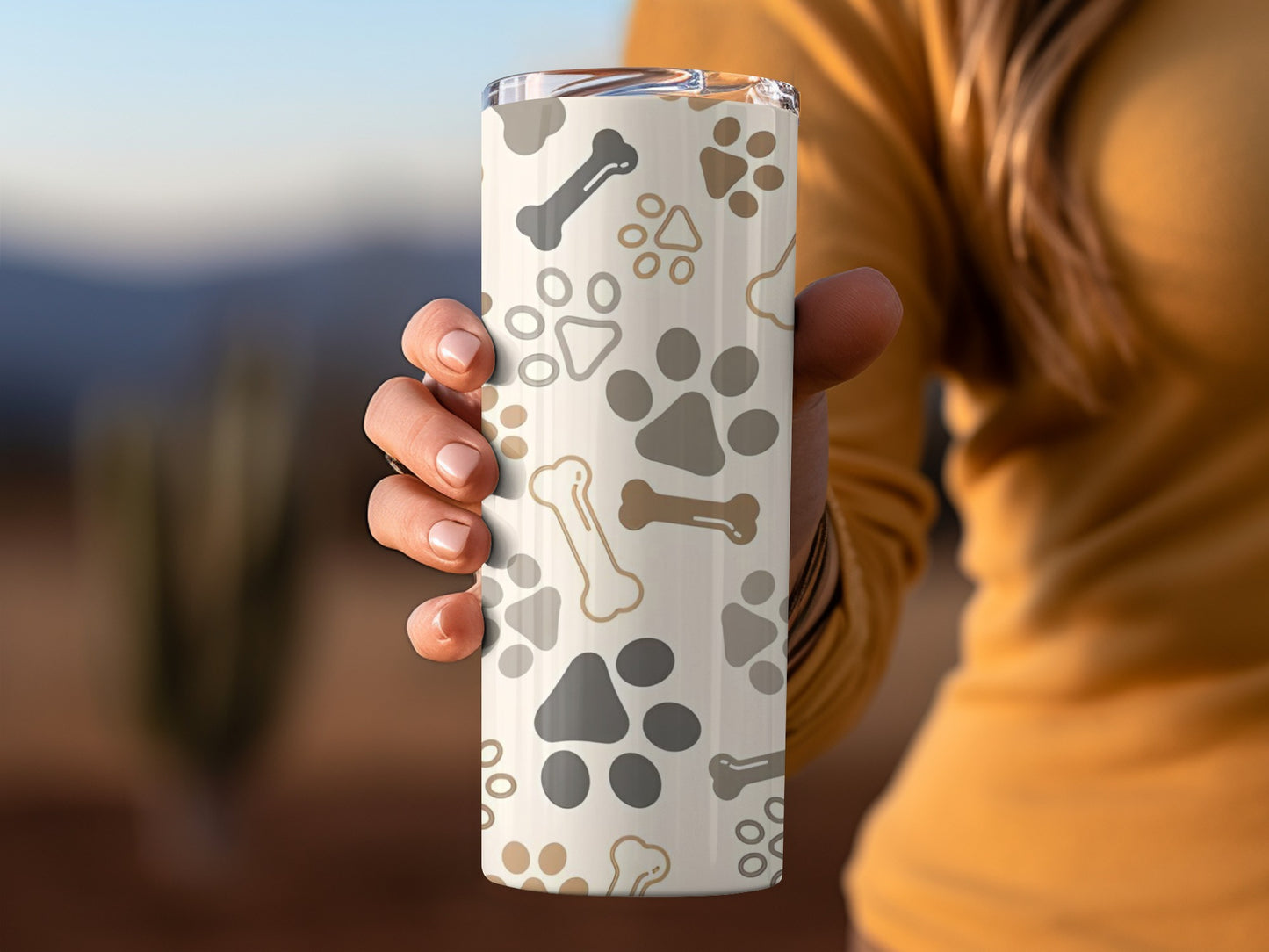 Dog Paws and Bones Pattern Travel Tumbler