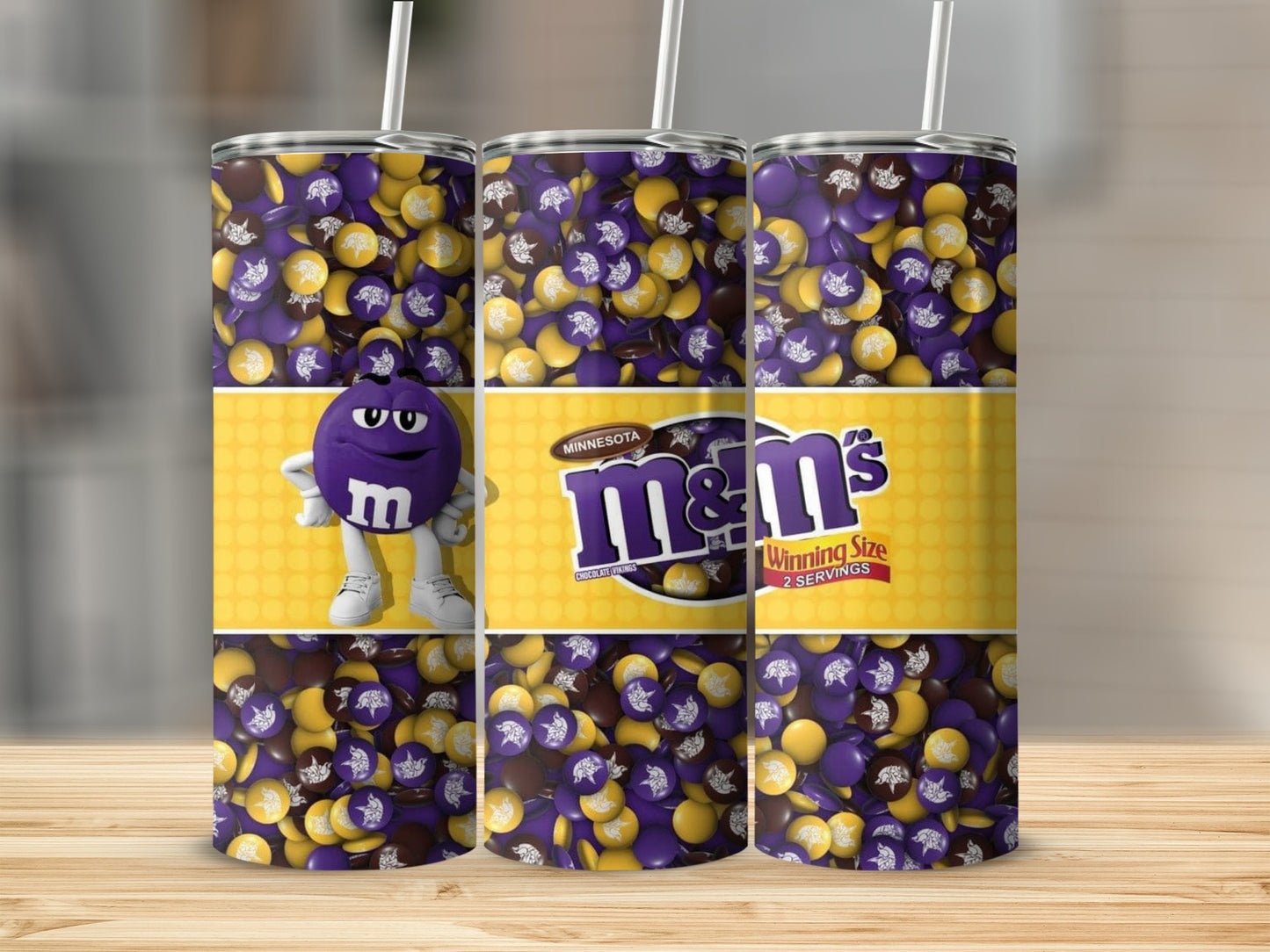 Minnesota M and Ms Winning Size Vikings Themed Tumblers