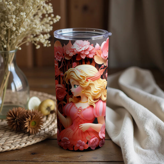 Elegant Floral Princess Design Insulated Tumbler