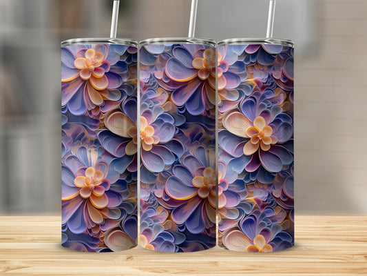 Vibrant Floral Pattern Insulated Tumbler Cup 20 oz