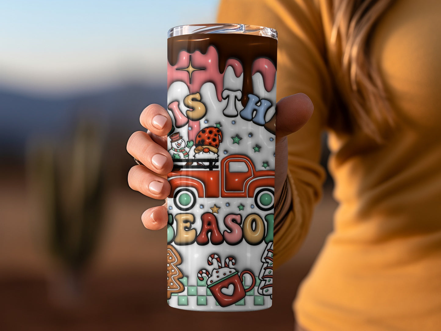 Festive Tis The Season Holiday Travel Mug Cup