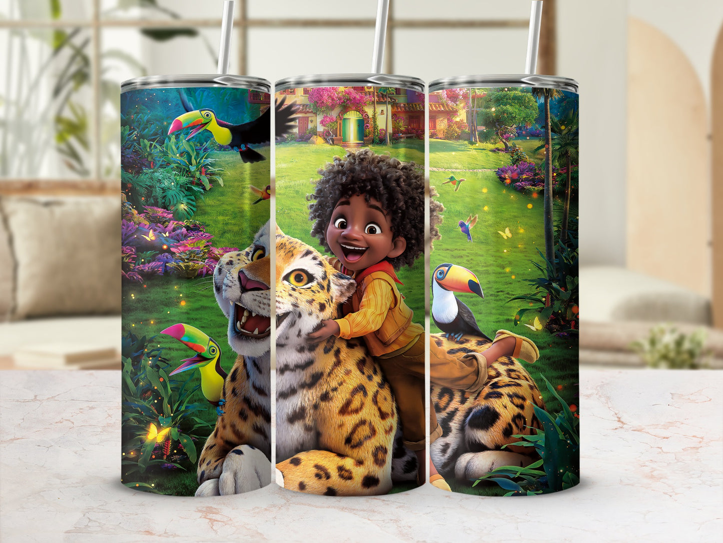 Vibrant Jungle Magic Insulated Tumbler with Straw