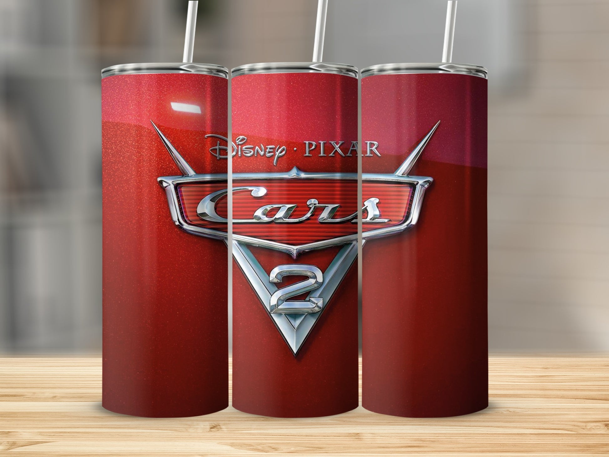Disney Pixar Cars 2 Red Tumbler with Straws Product
