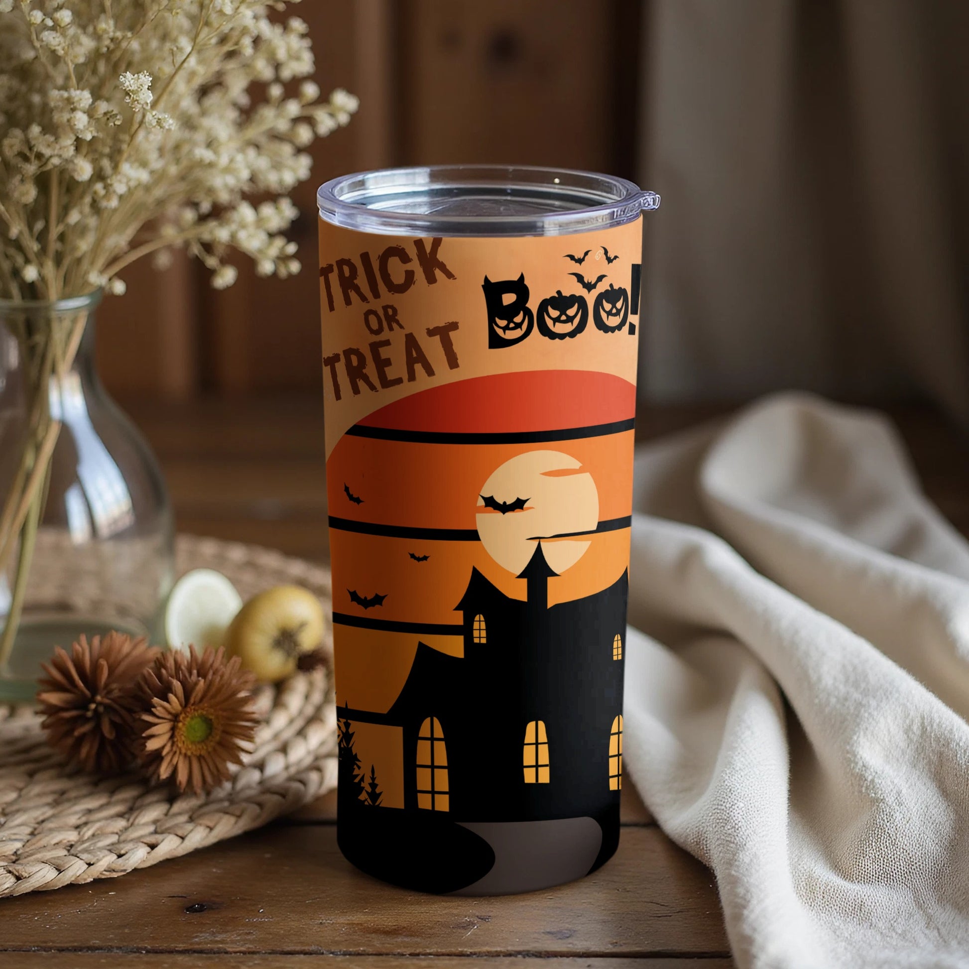 Halloween Trick or Treat Boo Castle Tumbler