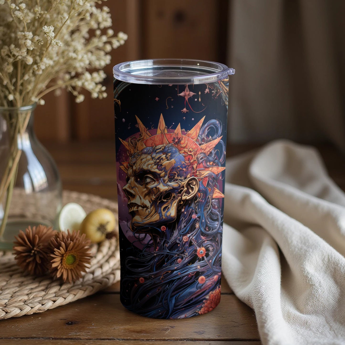 Intricately Designed Skull Artwork Tumbler Cup